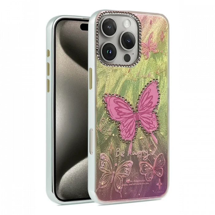 ieg™  iPhone 16 Pro Max Kılıf Blade Aynalı Desenli Kapak - Desen 5