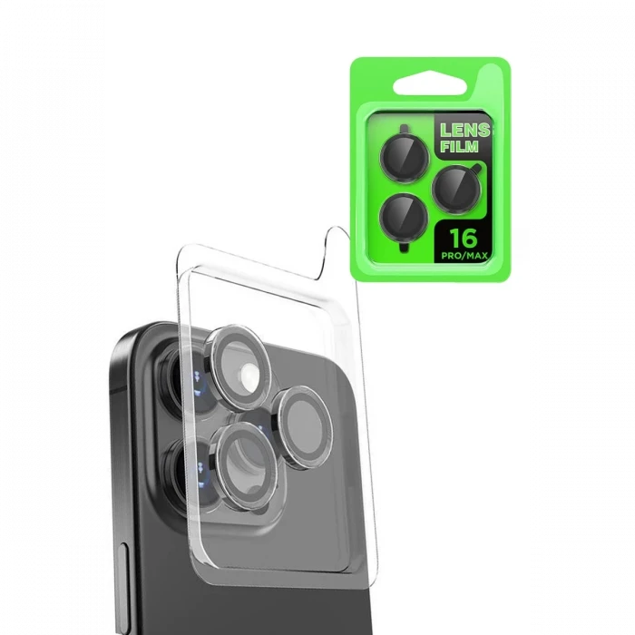 ieg™  iPhone 16 Pro Max Raze Metal Kamera Lens - Siyah