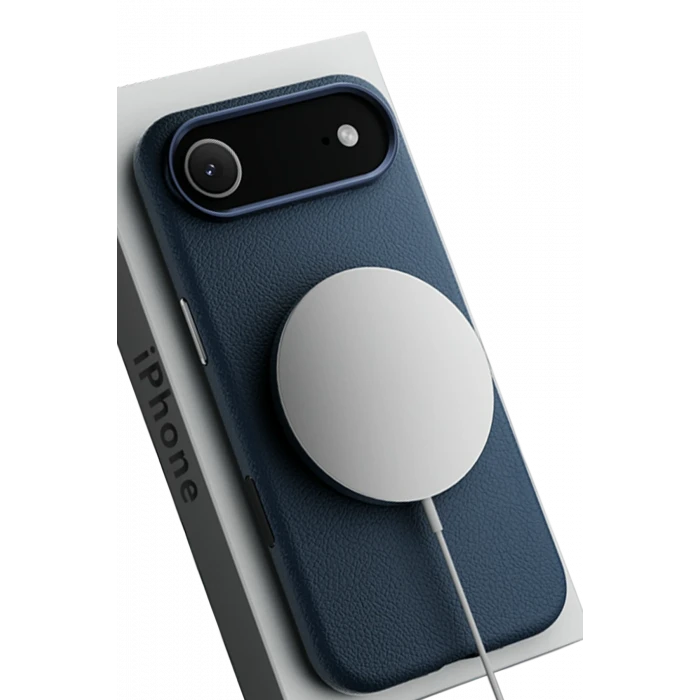 ieg™  iPhone 17 Air Wonder Deri Magsafe Kapak - Lacivert