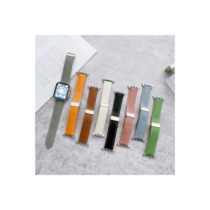 ieg™  Apple Watch 42mm KR414 Daks Deri Kordon - Siyah