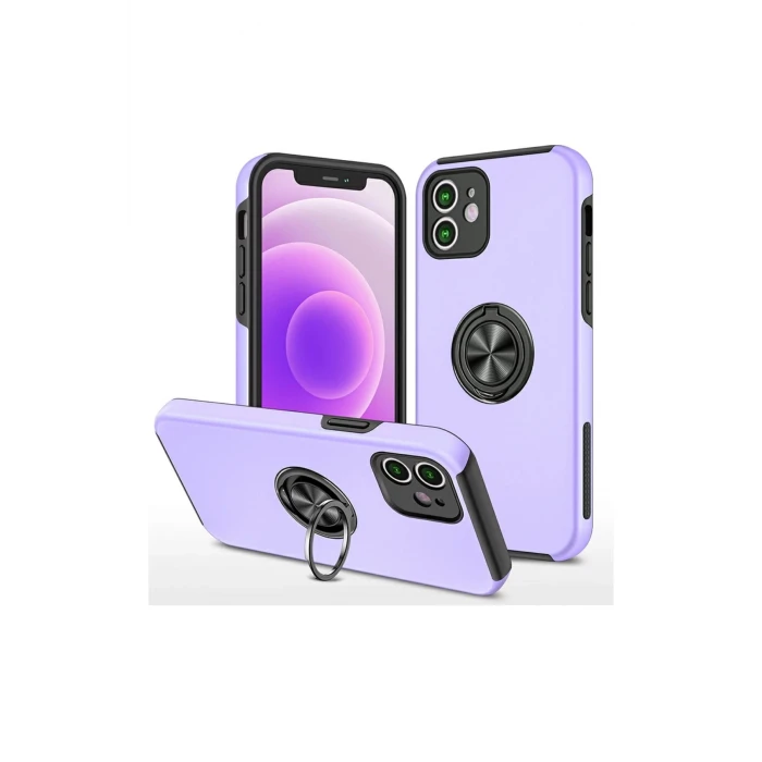 ieg™  iPhone 12 Mini Kılıf Elit Yüzüklü Kapak - Mor