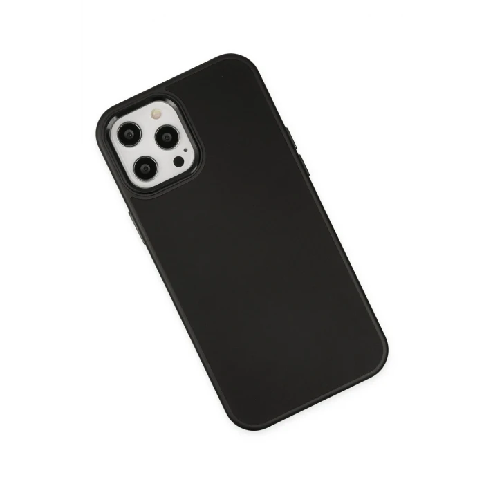 ieg™  iPhone 12 Pro Max Kılıf Asya Deri Silikon - Siyah