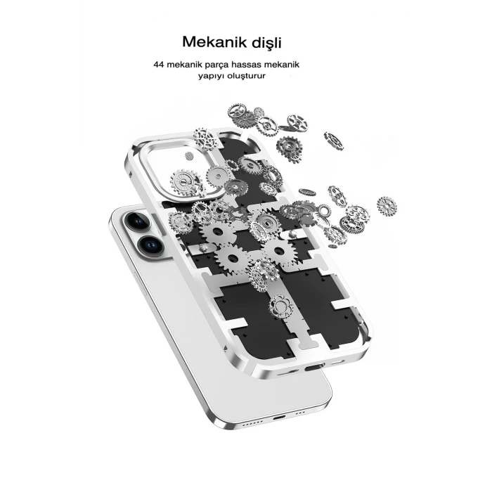 ieg™  iPhone 13 Pro Max Kılıf Mekanik Bumper Kapak - Siyah