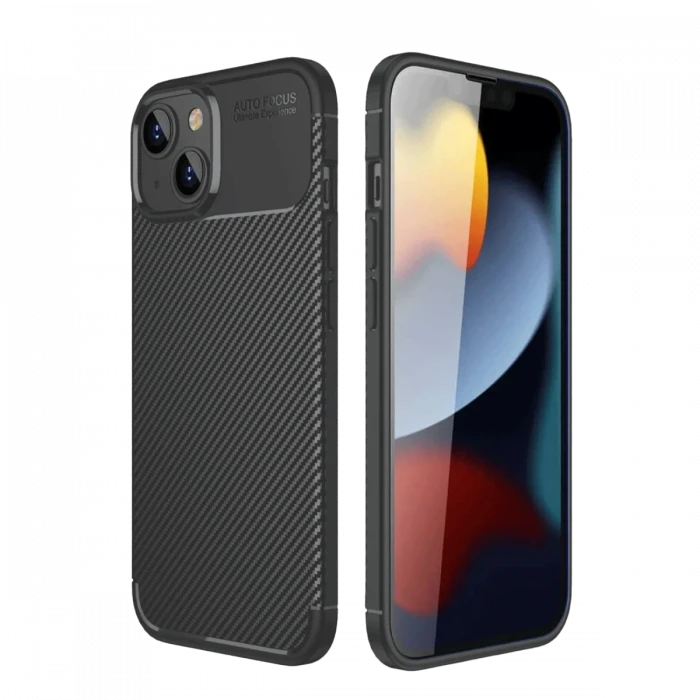 ieg™  iPhone 14 Kılıf Auto Focus Karbon Kapak - Siyah
