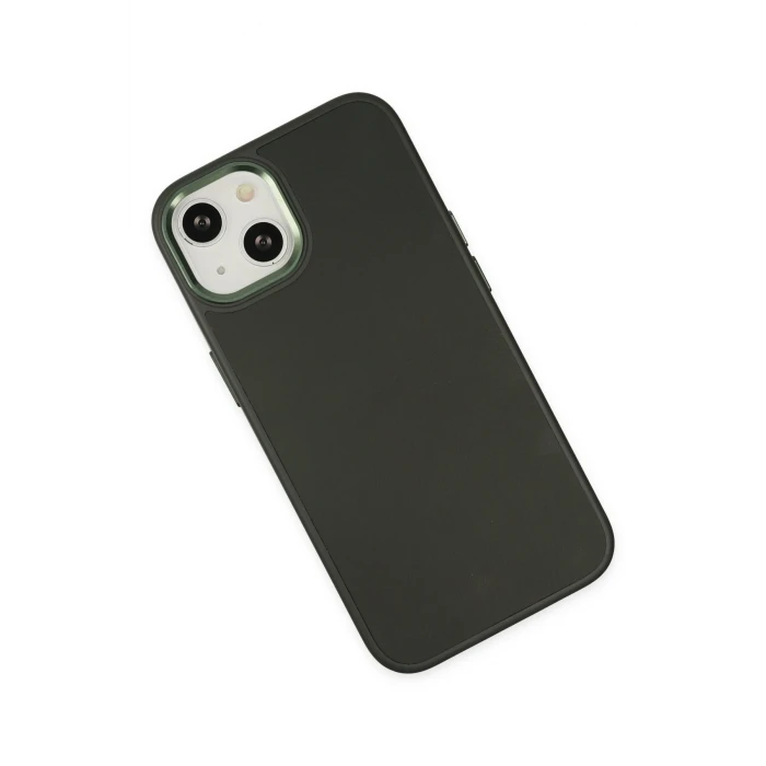 ieg™  iPhone 14 Plus Kılıf Asya Deri Silikon - Koyu Yeşil