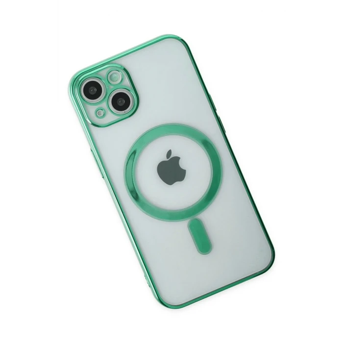 ieg™  iPhone 14 Plus Kılıf Magneticsafe Lazer Silikon - Haki Yeşil