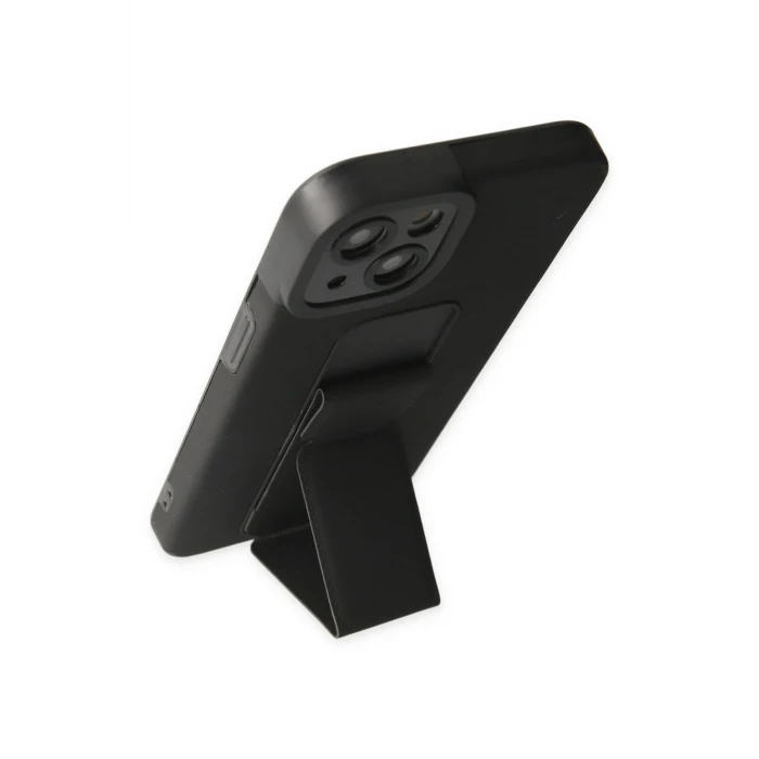 ieg™  iPhone 14 Plus Kılıf Mega Standlı Silikon - Siyah