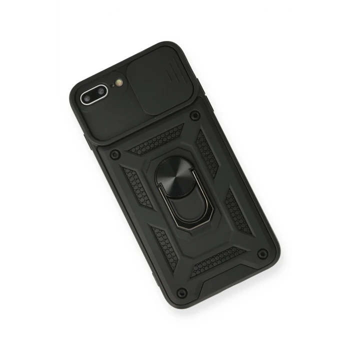 ieg™  iPhone 7 Plus Kılıf Pars Lens Yüzüklü Silikon - Siyah