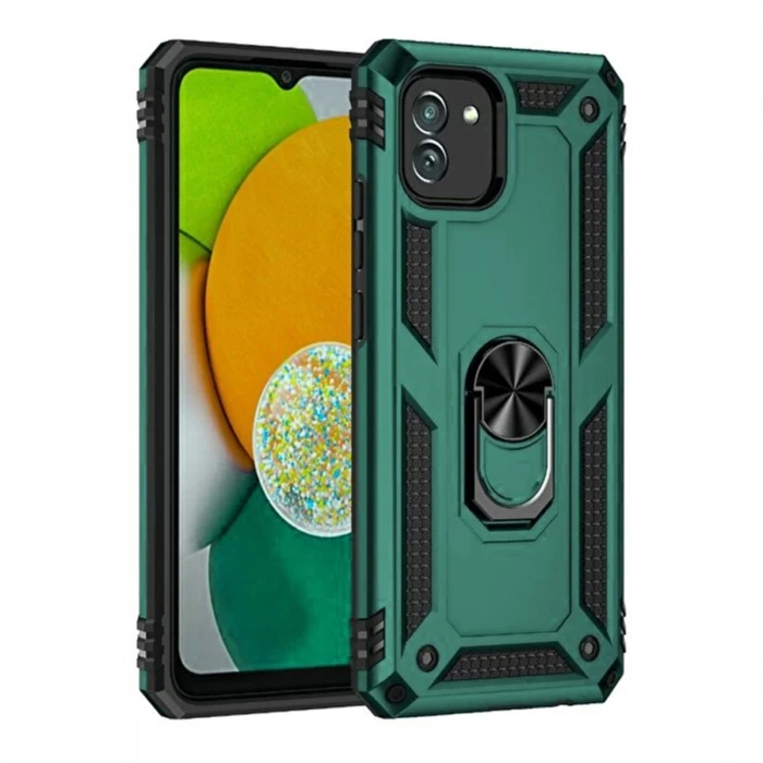 ieg™  Samsung Galaxy A03 Kılıf Sofya Yüzüklü Silikon Kapak - Yeşil