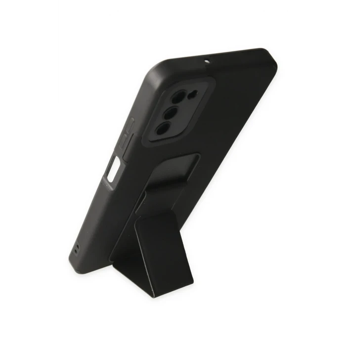 ieg™  Samsung Galaxy A03S Kılıf Mega Standlı Silikon - Siyah