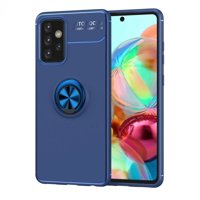ieg™  Samsung Galaxy A72 Kılıf Range Yüzüklü Silikon - Mavi