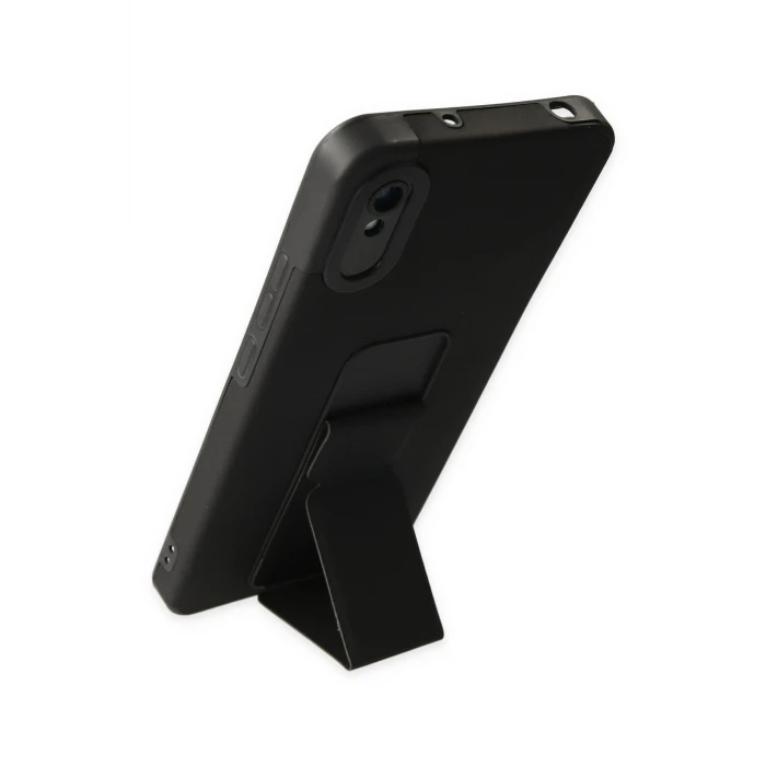 ieg™  Xiaomi Redmi 9A Kılıf Mega Standlı Silikon - Siyah