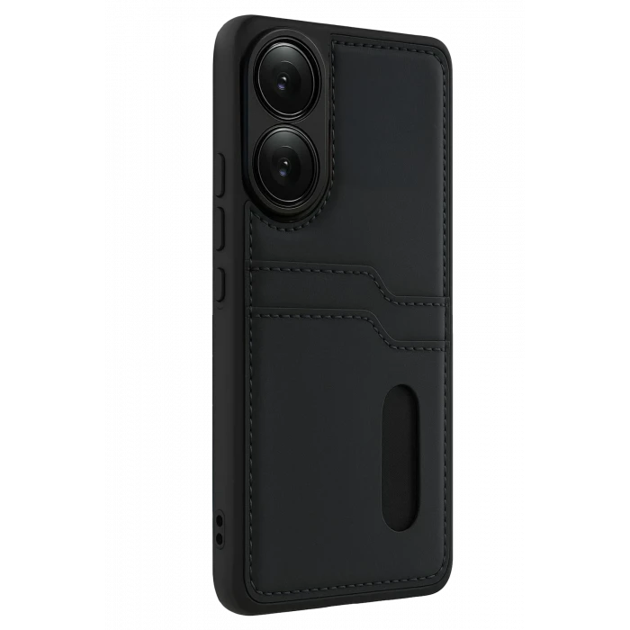 ieg™  Oppo A38 Sara Kartvizitli Deri Kılıf - Siyah