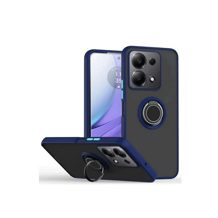 ieg™  Xiaomi Redmi Note 13 Pro 4G Montreal Yüzüklü Silikon Kapak - Lacivert