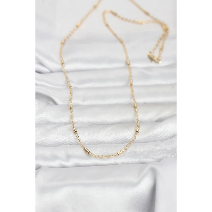 ietaks™ CM 14K Gold Renk Bar Zincir Model 60 cm Kadın Kolye