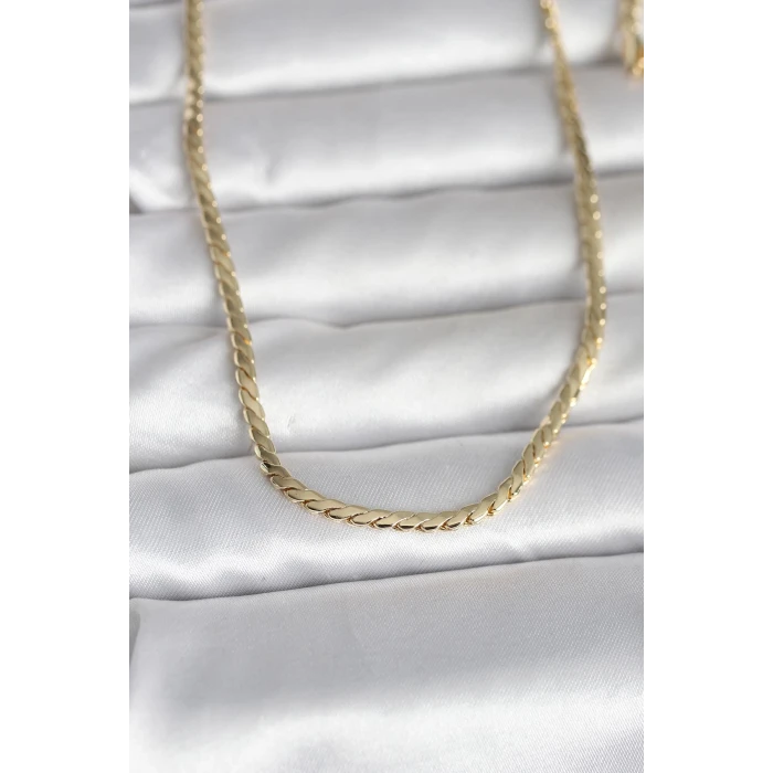 ietaks™ CM 14K Gold Renk Yassı Model 60 cm Kadın Kolye