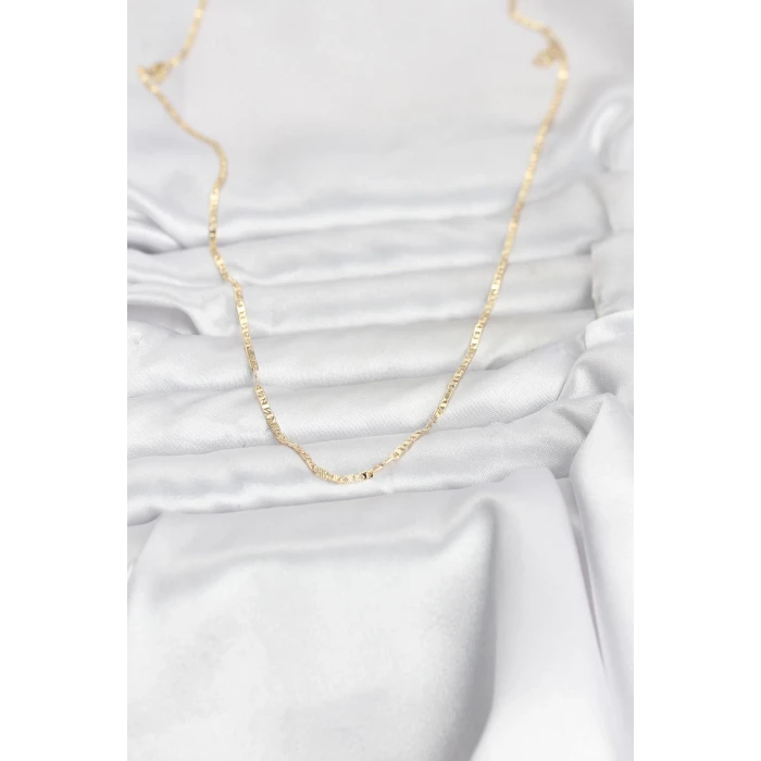 ietaks™ CM 14K Gold Renk Yassı Zincir Model 60 cm Kadın Kolye