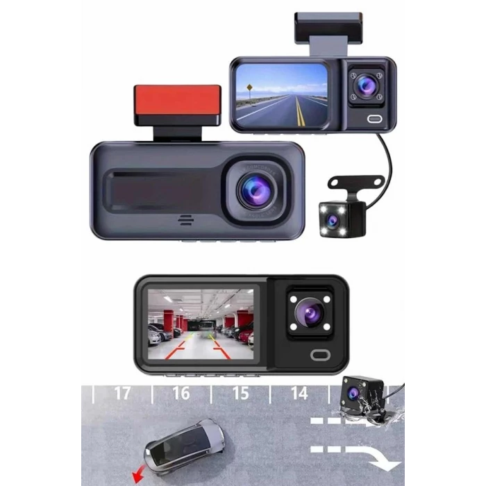 ieg™ 1080p Sürüş Kaydedici 2 İnç Araç Araba Ön İç Arka DVR IPS Ekran