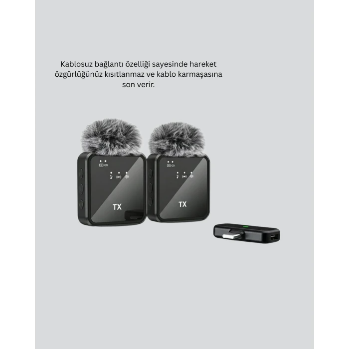 ieg™ 2in1 Kablosuz Yaka Mikrofonu iOS ve Android Uyumlu