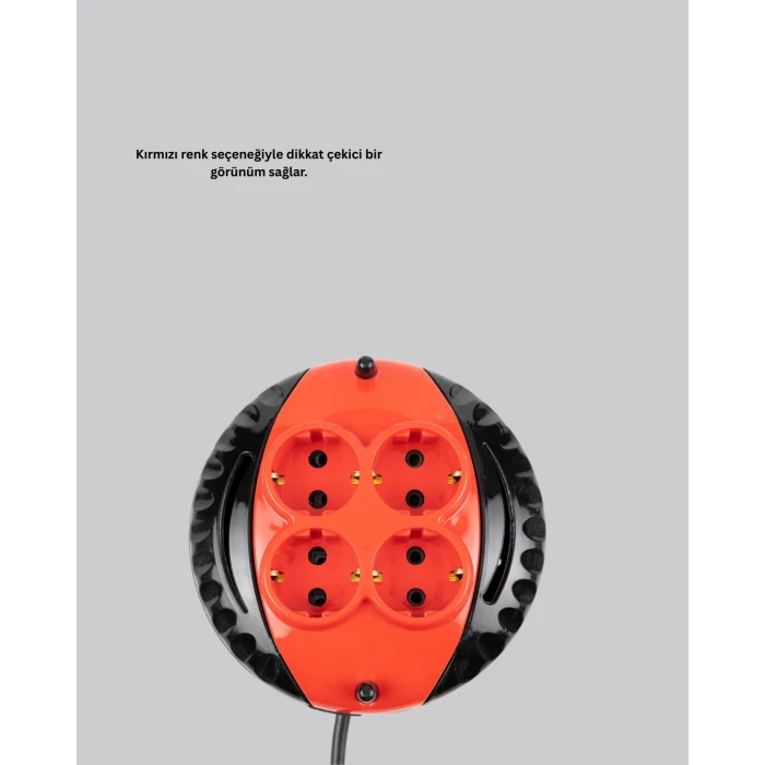 ieg™ 5 Metre Kablolu 4’lü Kırmızı Priz Makara