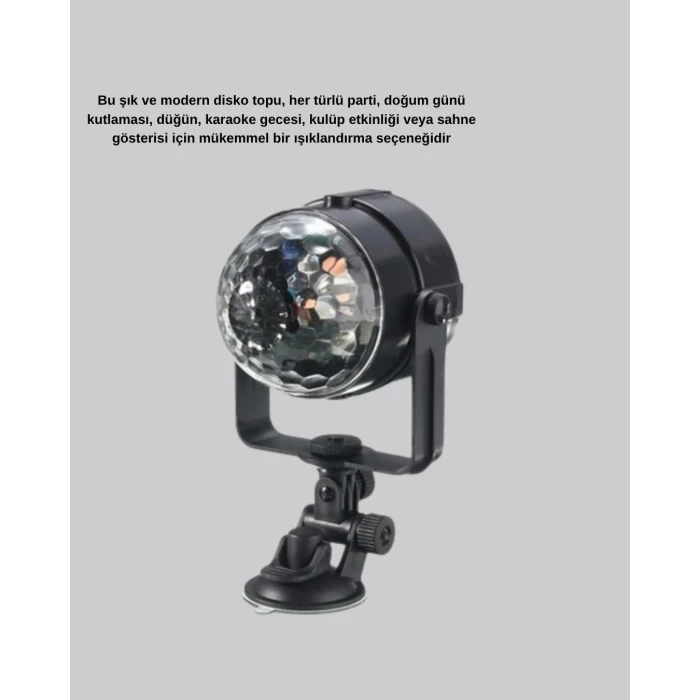ieg™ 7 Renk Modlu Müzik Sensörlü Disko Topu – LED Işıklı Parti Aydınlatması