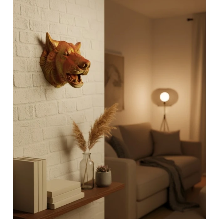 ieg™ Altın Kaplama Görünümlü Kurt Duvar Süsü