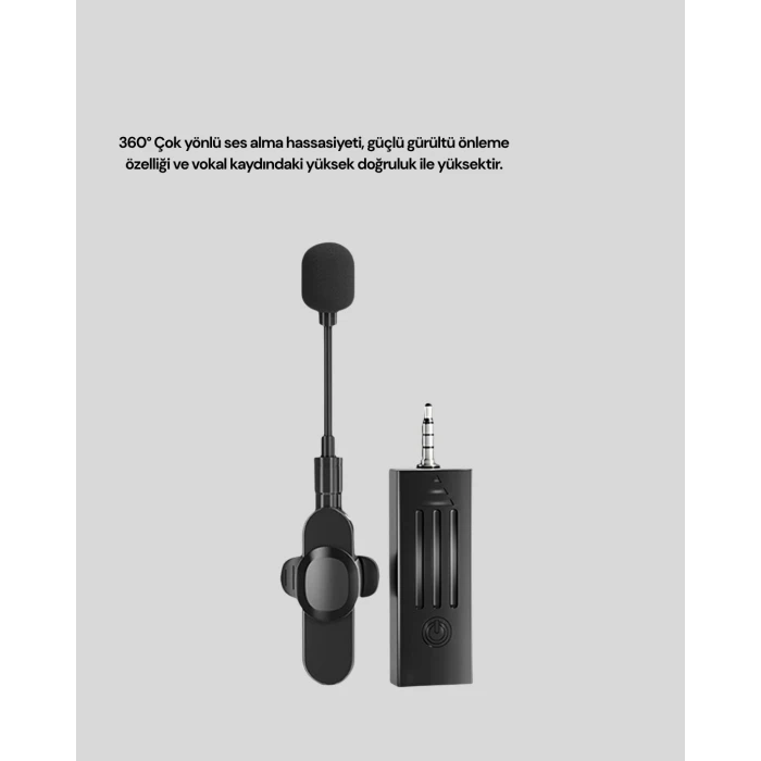 ieg™ Bluetooth 5.2 Kablosuz Mikrofon – 360° Ses Algılama, Gürültü Engelleme, 4 Saat Çalışma