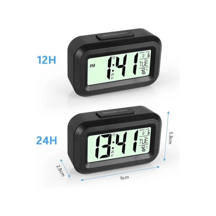 ieg™ Dijital Masa Saati Termometreli Takvim Çalar Saat Led Ekran Pilli