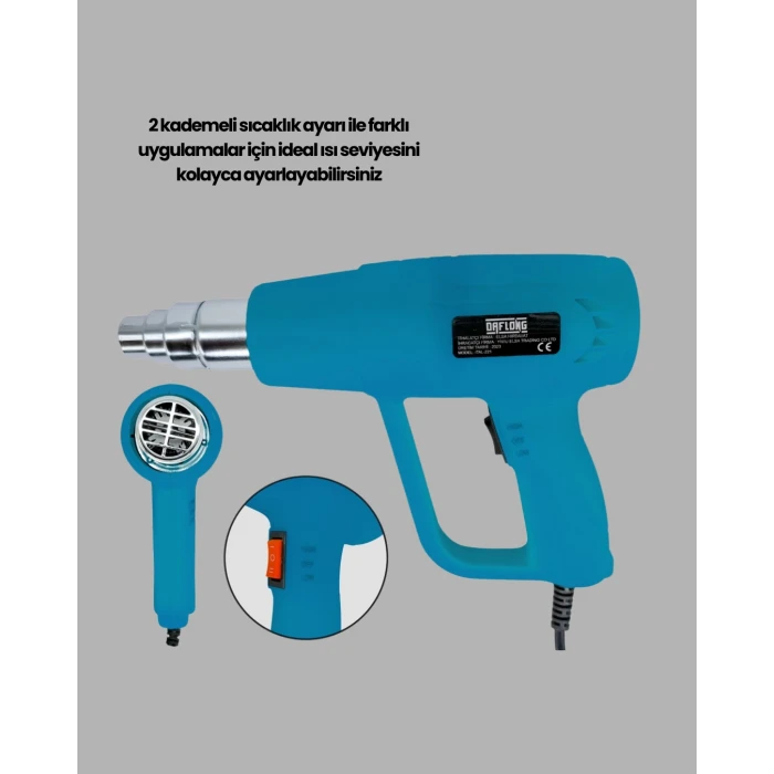 ieg™ Endüstriyel 2000W Isı Tabancası Plastik Boru Lehim Boya Çıkarma