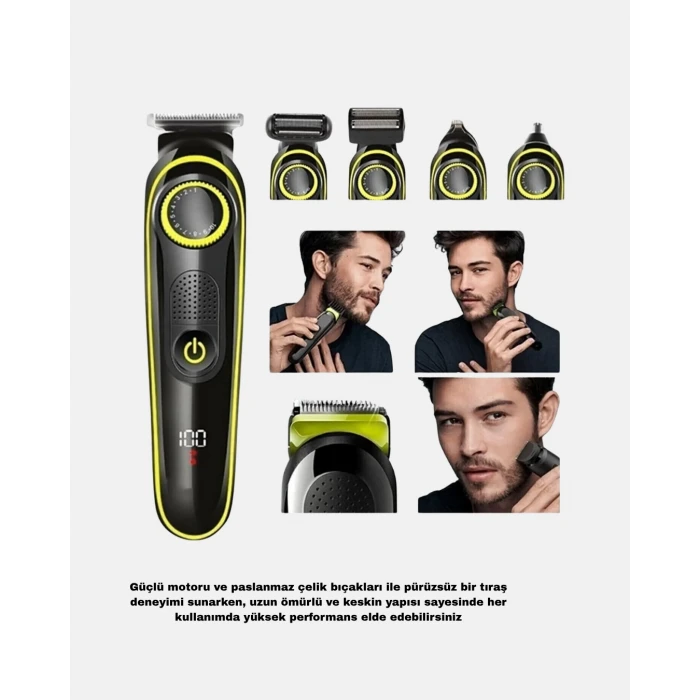 ieg™ Erkek Bakım Seti 5’i 1 Arada Şarjlı Paslanmaz Çelik Başlıklı