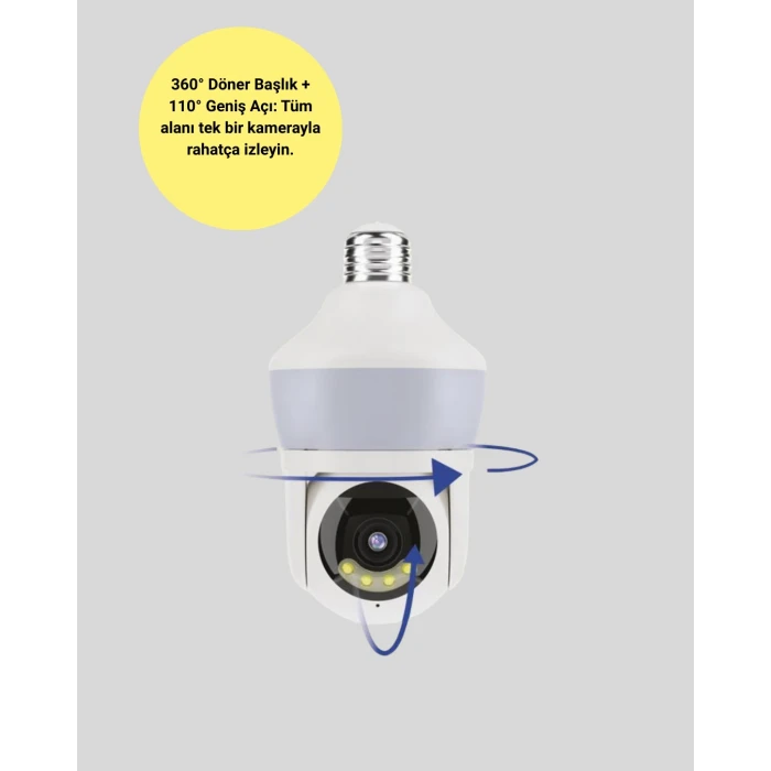 ieg™ Hareket Algılamalı 360° Wi-Fi Akıllı Ampül Kamera