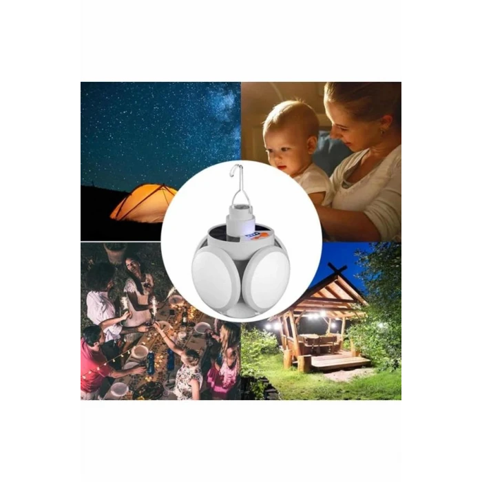 ieg™ Katlanabilir Askılı Kamp Lambası 5 Kanatlı Pratik Güneş Enerjili