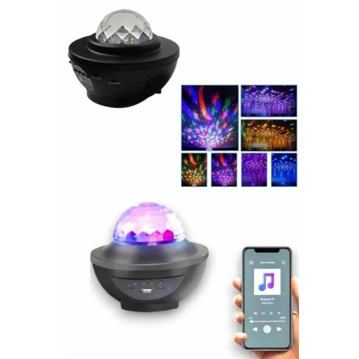 ieg™ Masa ve Gece Lambası Renkli Projektör Işıklı Disko Topu Bluetooth Hoparlör