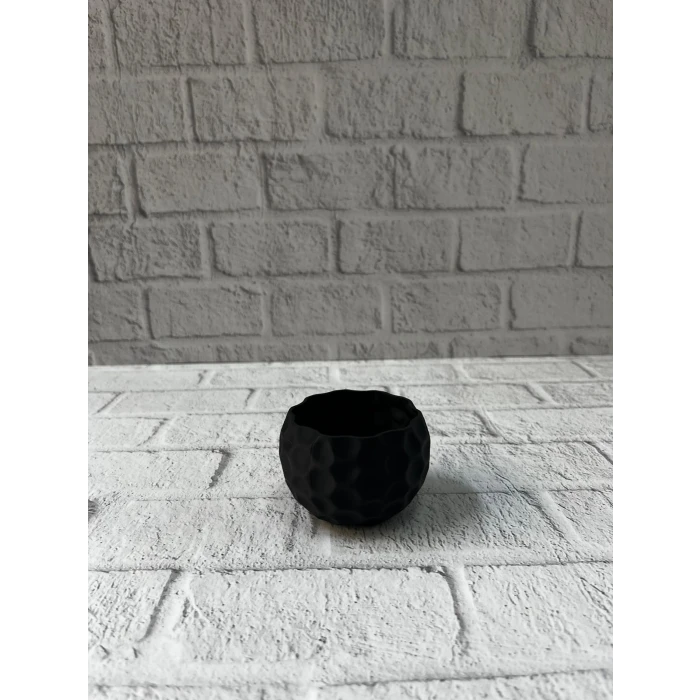 ieg™ Mini Siyah Dekoratif Saksı 5 cm Modern Masaüstü Bitki Saksısı