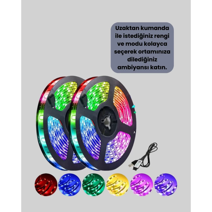 ieg™ Pratik Kurulumlu 5 Metre Kumandalı Şerit LED