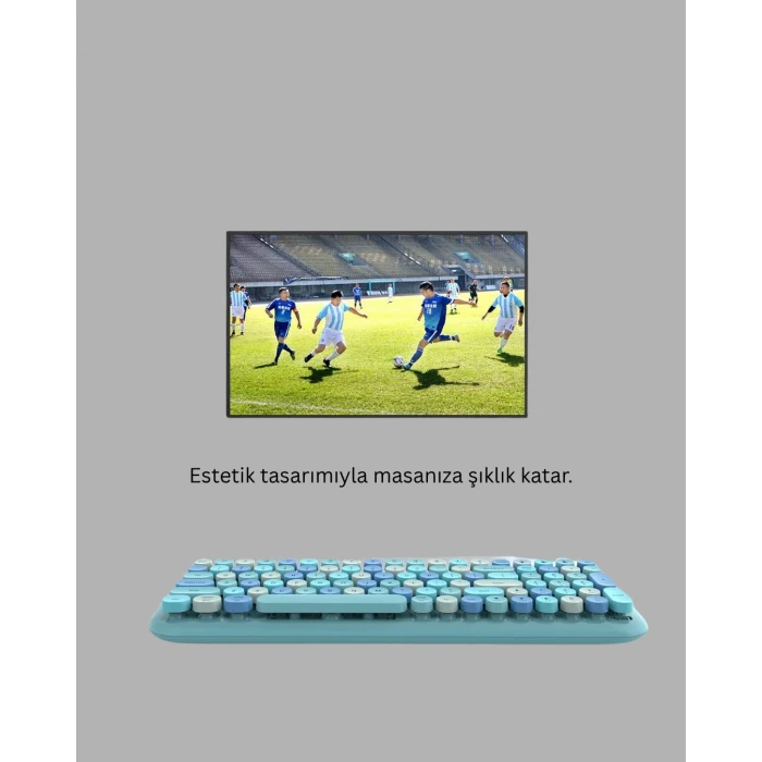 ieg™ Retro Daktilo Stilli Kablosuz Klavye Mouse Seti – Sessiz ve Şık