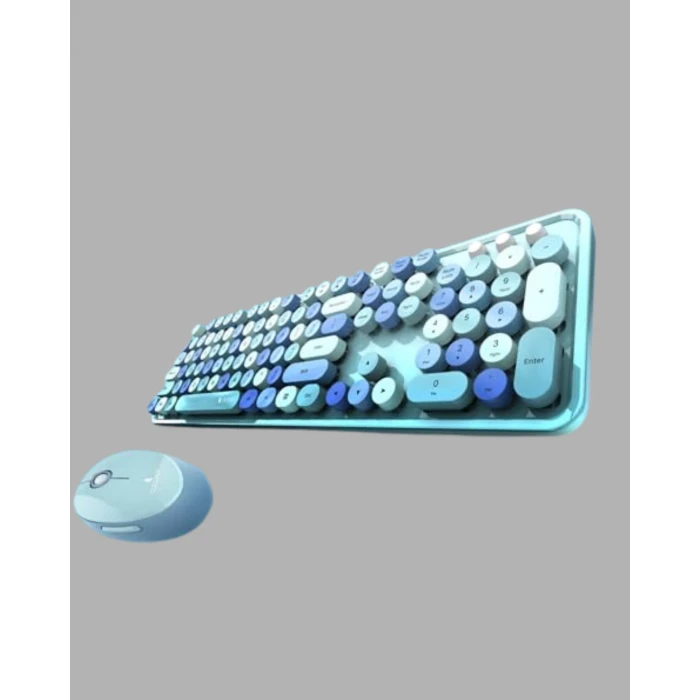 ieg™ Retro Tarz Kablosuz Klavye Mouse Seti – 104 Tuşlu, Ergonomik Tasarım