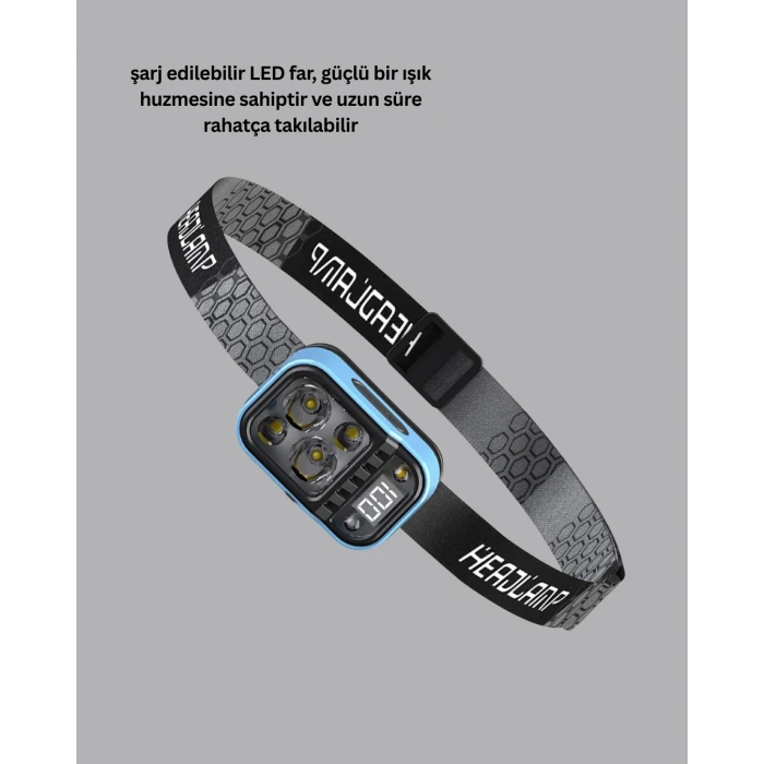 ieg™ Type C Şarjlı LED Kafa Lambası Güç Göstergeli 53 Modlu