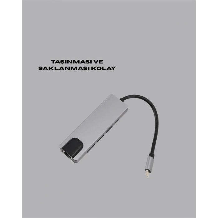 ieg™ Type‑C Dönüştürücü – 2×USB3.0, SD/MS, 4K HDMI & RJ45 ile Profesyonel Kullanım