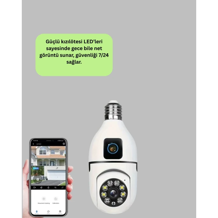 İki Yönlü Sesli WiFi Kamera – Ampul Tipi Ev ve Ofis Güvenlik Kamerası