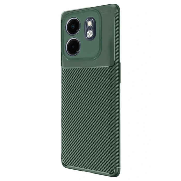 İnfinix Smart 9 Kılıf Auto Focus Karbon Kapak - Koyu Yeşil