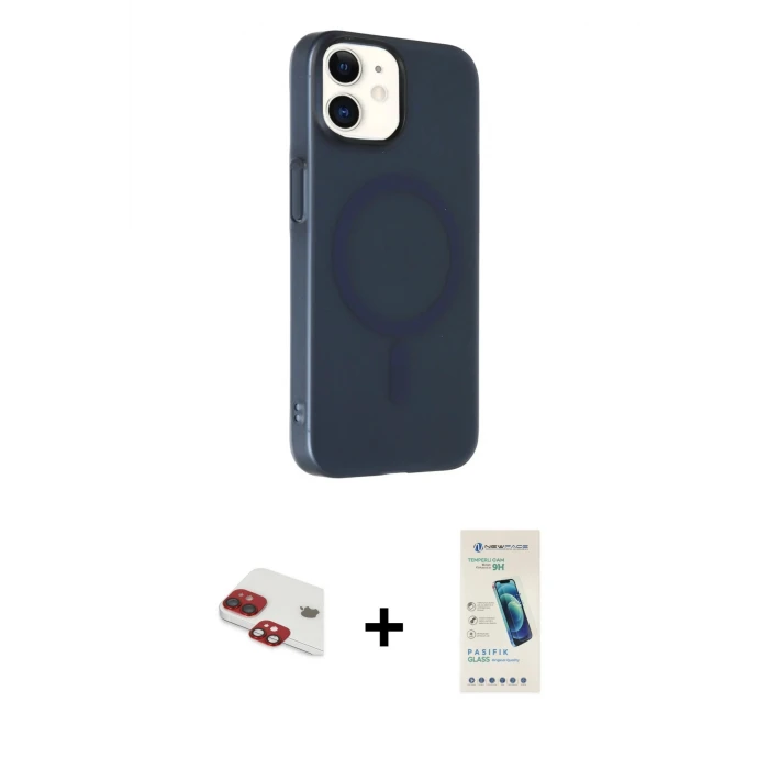 iPhone 11 Kılıf Çekirdek Modern Prime - Şeffaf Pasifik Cam Ekran Koruyucu + Pers Alüminyum Kamera Lens - KI