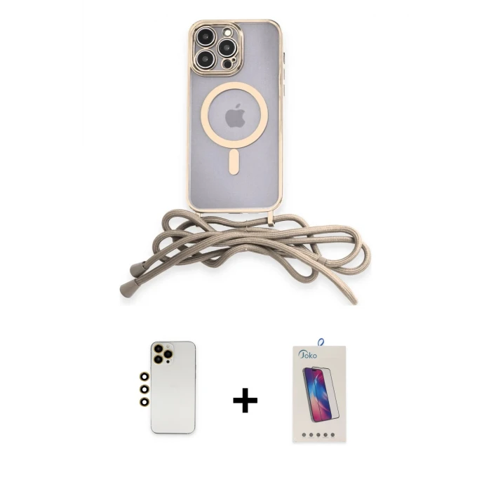 iPhone 12 Pro Max Kılıf Eksen Özel Seri - Siyah Joko 5D Cam + Shine Kamera Lens - GD