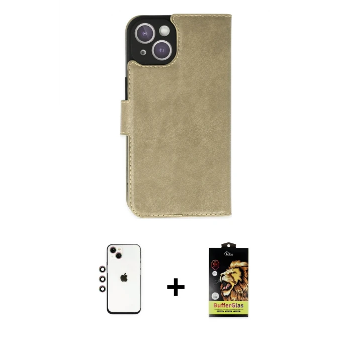 iPhone 14 Kılıf Siluet Işık Serisi - Siyah Buffer Cam Ekran Koruyucu + Shine Kamera Lens - GI