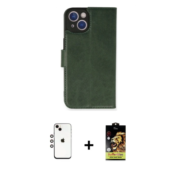 iPhone 14 Kılıf Siluet Işık Serisi - Siyah Buffer Cam Ekran Koruyucu + Shine Kamera Lens - GI