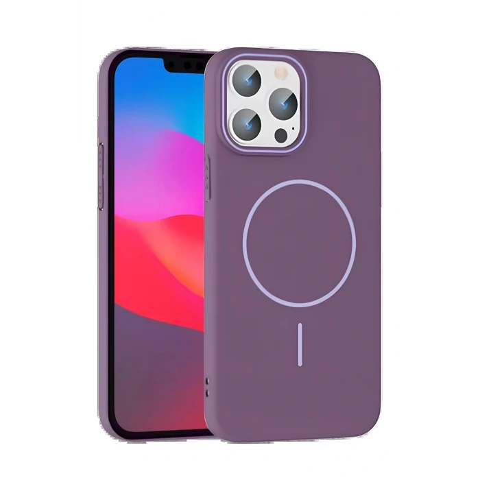 iPhone 14 Pro Max Broş Magsafe Kapak - Mor