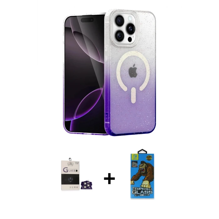 iPhone 14 Pro Max Kılıf Eksen Minimal Özel Seri - Siyah 18D Cam Ekran Koruyucu + Bilvis Titan Kamera Lens - GS