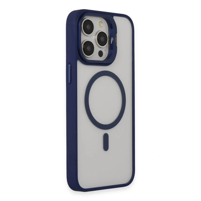 iPhone 14 Pro Max Kılıf Roblox Lens Magsafe Standlı Kapak - Lacivert