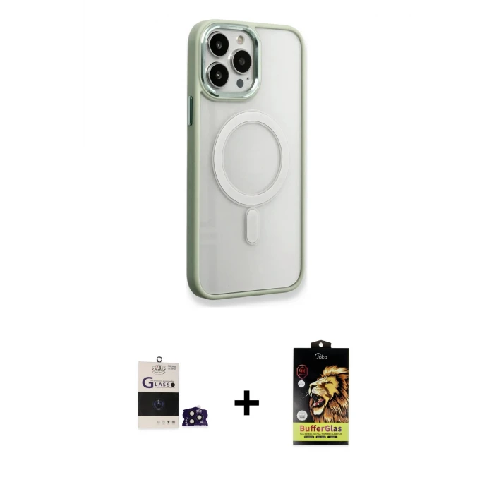 iPhone 14 Pro Max Kılıf Yankı Işık Özel Seri - Siyah Buffer Cam Ekran Koruyucu + Bilvis Titan Kamera Lens - DNMR
