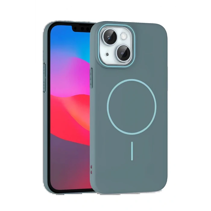 iPhone 15 Plus Broş Magsafe Kapak - Turkuaz